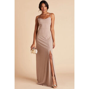 Birdy Grey Ash Dress Crepe Taupe Size Small Bridesmaid